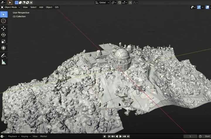 Corresponding 3D model in Blender based on Google Map data [Source: YouTube]