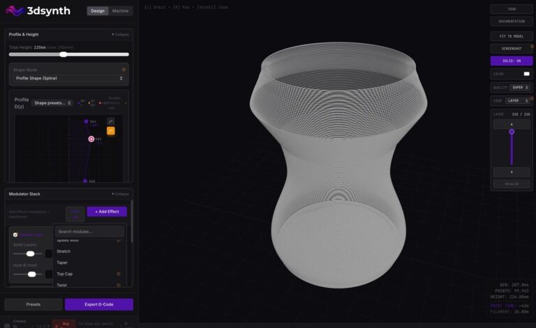 3Dsynth Launches Online Vase Generator That Outputs Direct GCODE