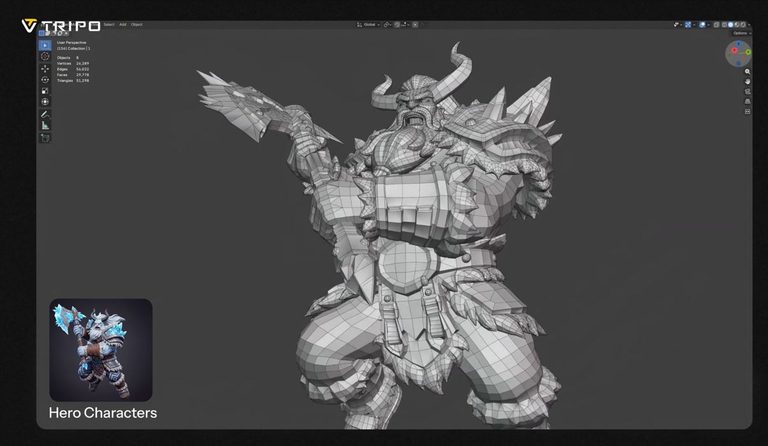 Tripo P2.0 Preview Generates 3D Models With Up to 50,000 Triangles