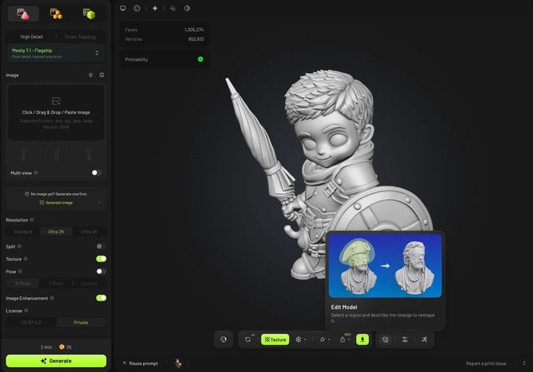 Meshy Edit Lets Users Regenerate Selected Parts of AI 3D Models
